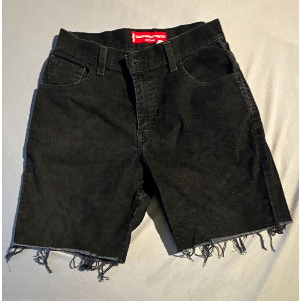 Levis 550 Classic Relaxed Stretch Corduroy Shorts Black Cut Off Raw Hem Size 6